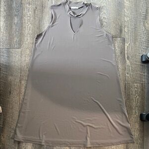 Maurices Taupe Sleeveless Dress with Keyhole Neckline